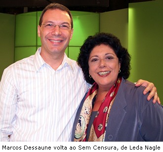 Foto de Marcos Dessaune entrevistado por Leda Nagle - programa Sem Censura - TV Brasil